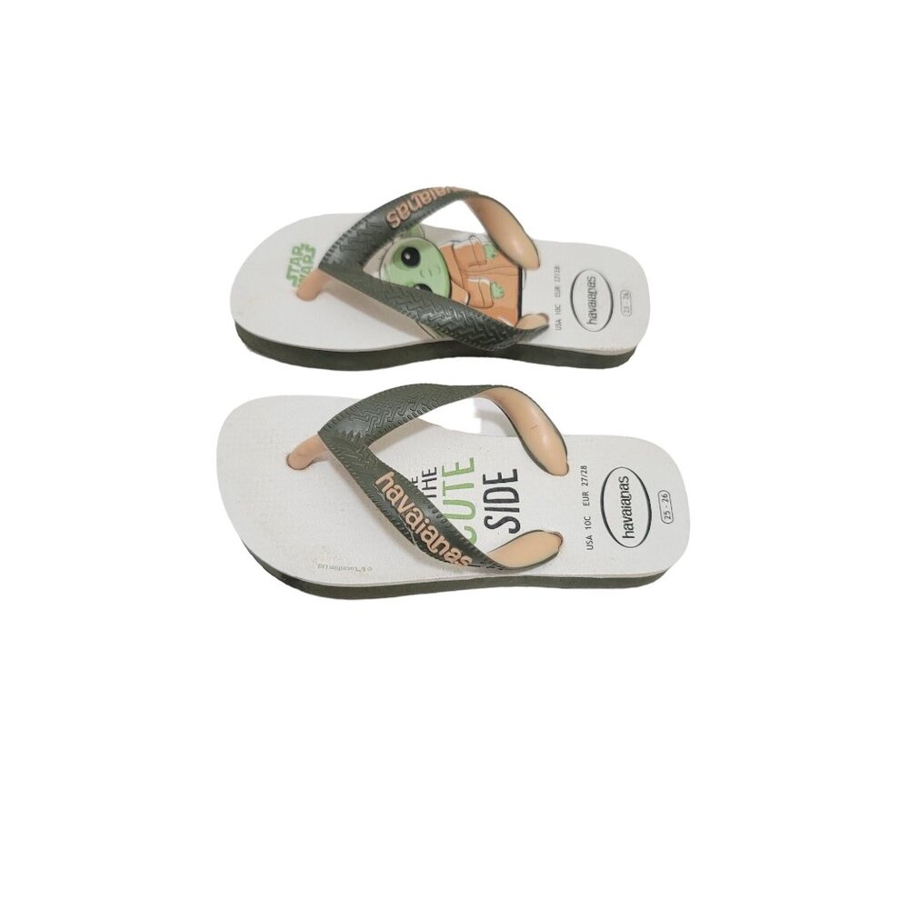 Star Wars Baby Yoda Havaianas Kids Flip Flops Size 10C Green/Beige‎